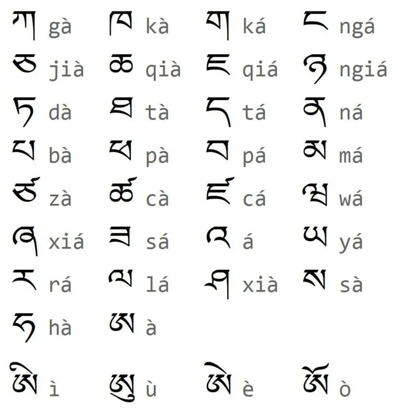 30 个藏文辅音字母